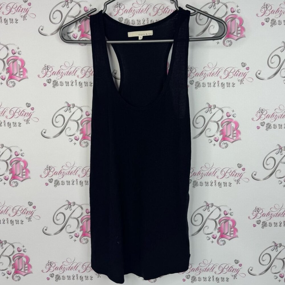 Monk and Lou tank top ribbed stretchy classic comfy Black Sleeveless Top